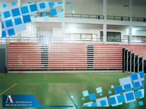 อัฒจรรย์พับเก็บได้-ม้านั่งไฟเบอร์กลาส-เมื่อพับเก็บ และ Option ขั้นที่ 1 ยกสูง