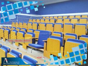 อัฒจันทร์พพับเก็บ-เก้าอี้ฟังคำบรรยายมีแผ่นเขียนพับเก็บ