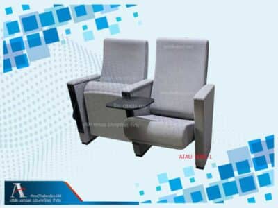 เก้าอี้ห้องเธียรเตอร์มีแผ่นรองเขียน ท้าวแขนและด้านหลังพิงหุ้มผ้า