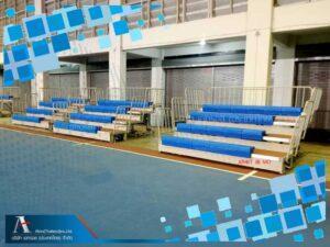 อัฒจรรย์พับเก็บเคลื่อนย้ายได้-กลางแจ้ง พื้นไม้สังเคราะห์ ที่นั่งม้านั่ง