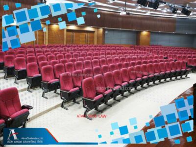 เก้าอี้โรงหนัง-ขาอลูมิเนียม-ATAU-5003-LAW มีกลไกพับเก็บแผ่นเขียน