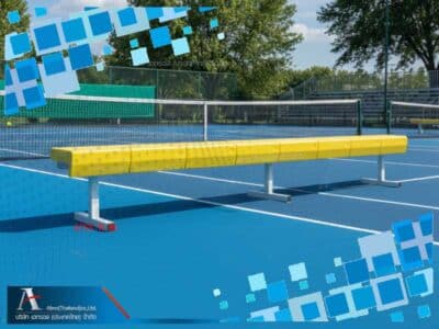 ม้านั่งสนามเทนนิสขาอลูมิเนียมแถว-5-ที่นั่ง