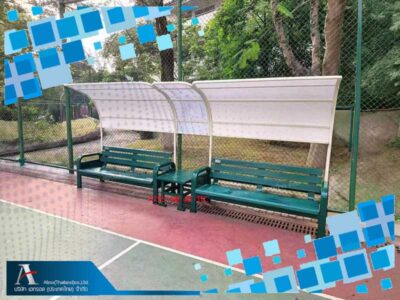 ชุดที่นั่งนักกีฬาเทนนิสมีหลังคาพร้อมโต๊ะกลาง